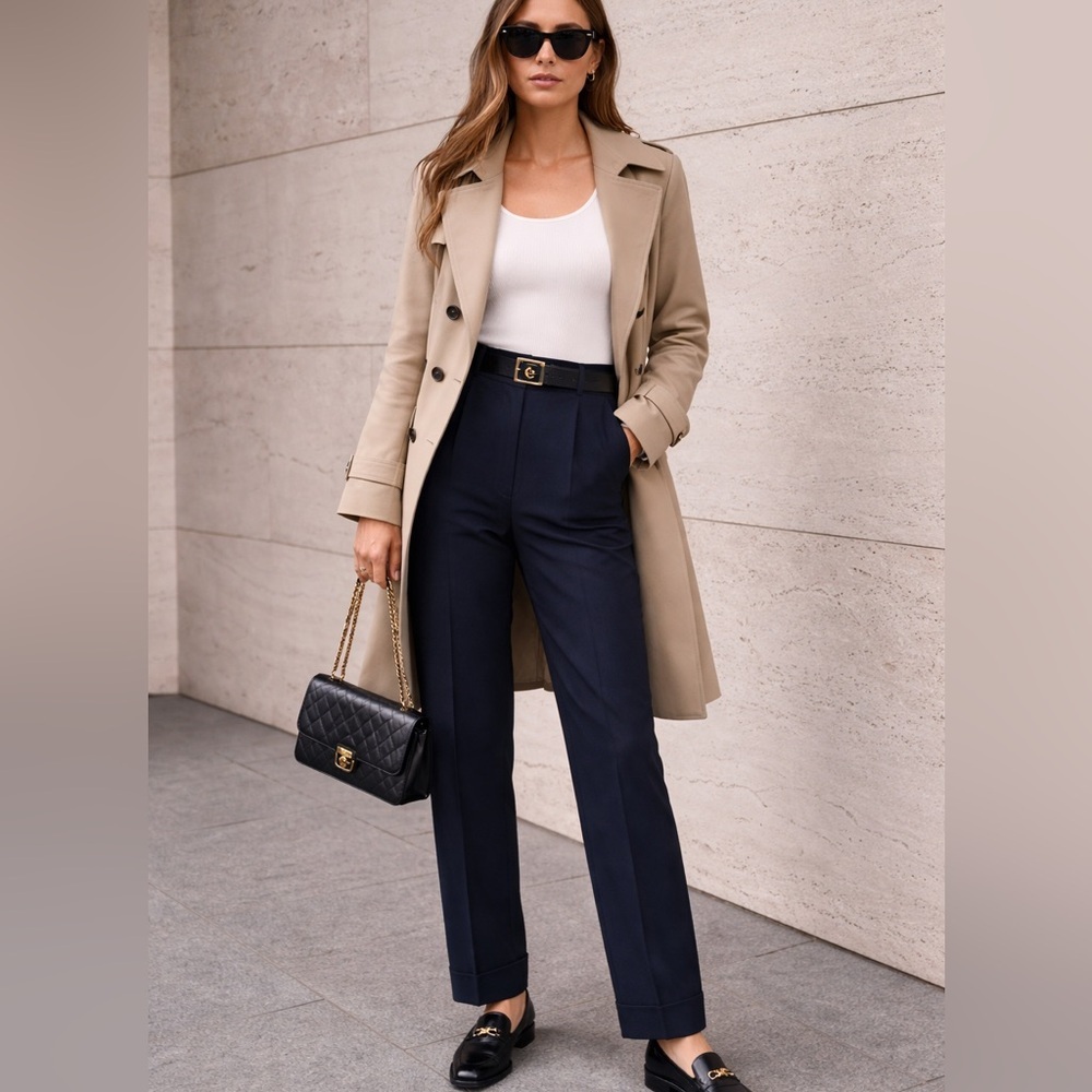 Burberry London Chadwick Wool Navy Trousers